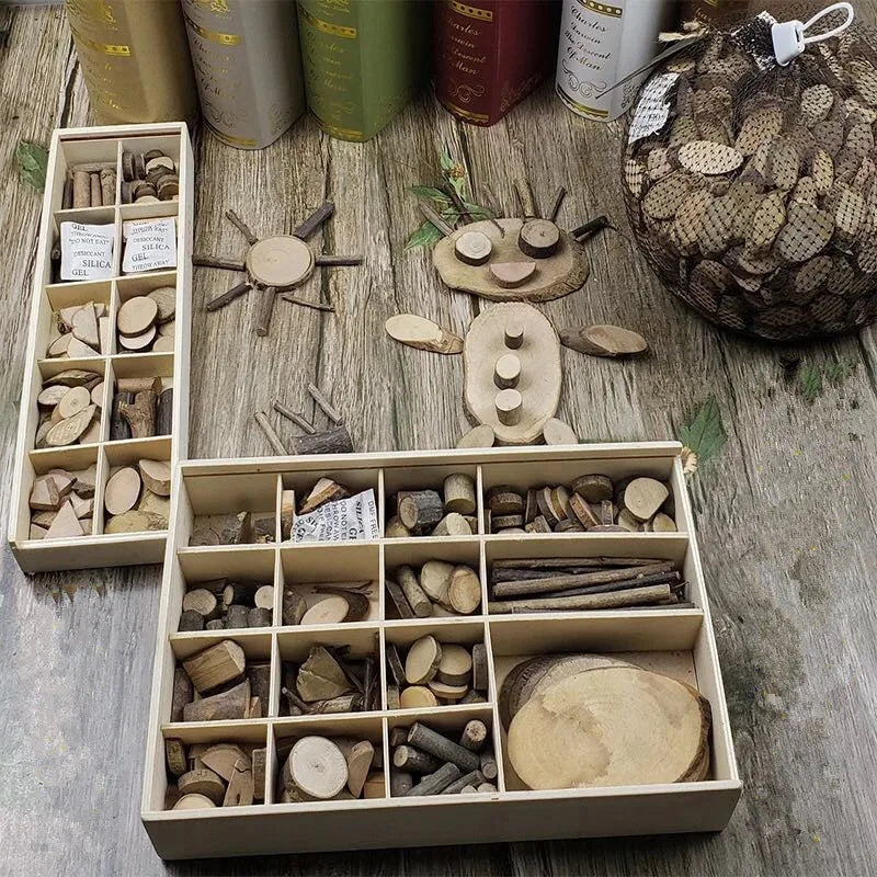 Kids DIY Nature Wood Art & Craft Toys Creative Original Handmade Wooden Block Twig Drawing On Wood Educational Toys For Children
