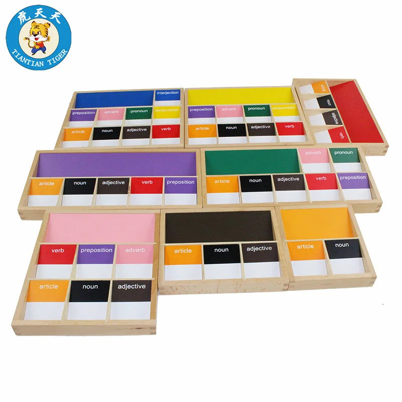 Baby Montessori Language Wooden Toys Early Education Teaching Aids Basic Language Grammar Boxes Sympols
