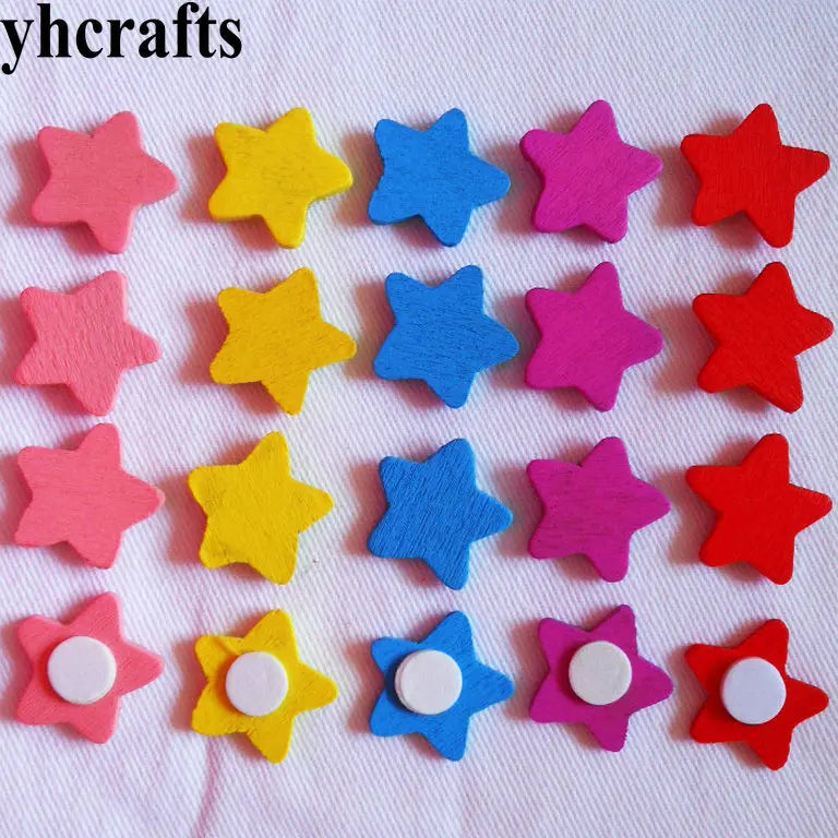 100PCS/LOT.Wood heart star flower stickers Early learning educational toy for children Wall decal Kindergarten crafts creative