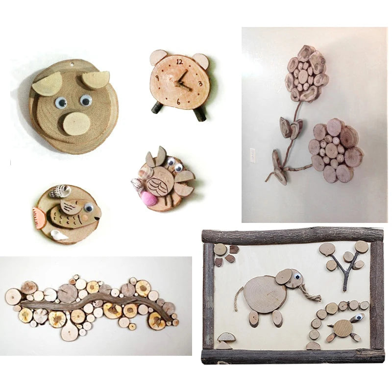 Kids DIY Nature Wood Art & Craft Toys Creative Original Handmade Wooden Block Twig Drawing On Wood Educational Toys For Children