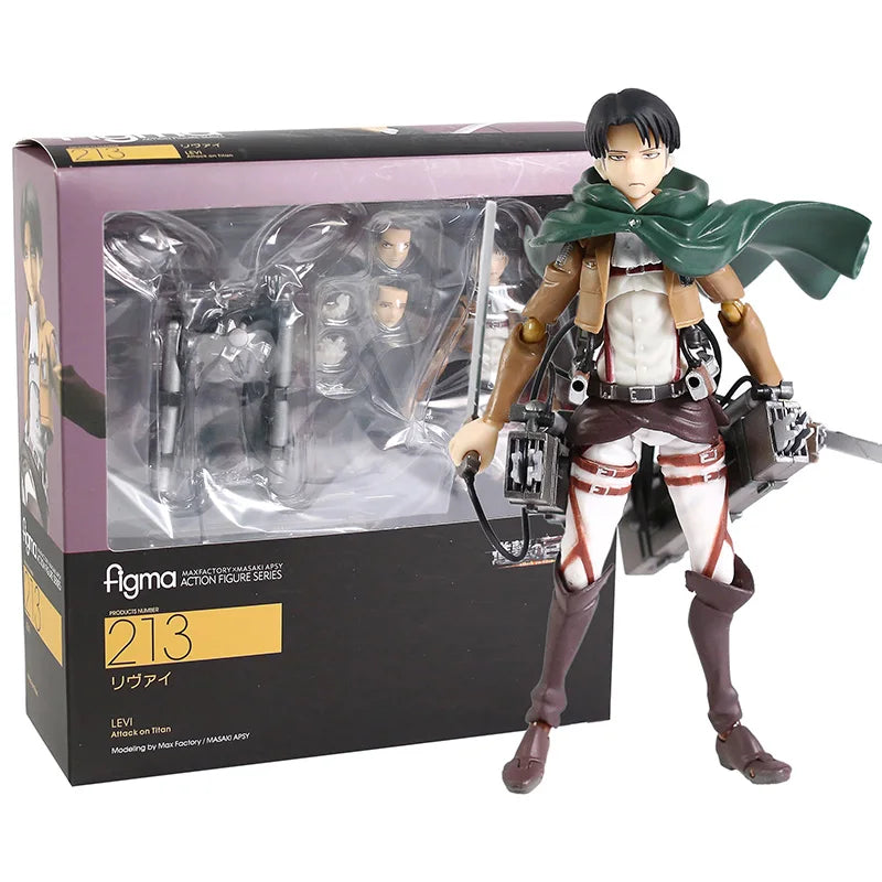 Attack on Titan Figma Eren Jaeger 207 Mikasa Ackerman 203 Levi Ackerman 213 PVC Action Figure Collectible Model Toy