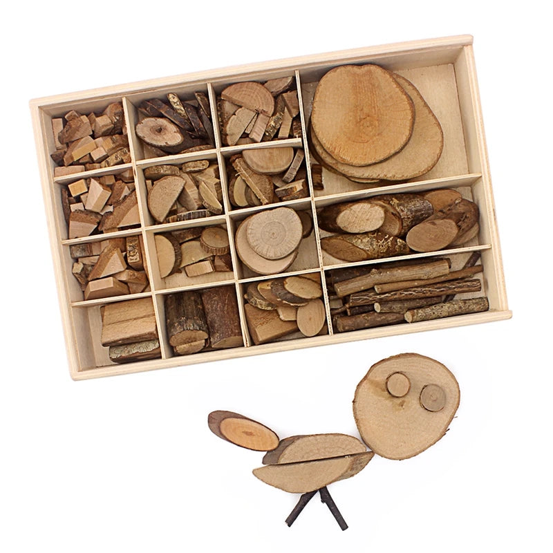 Kids DIY Nature Wood Art & Craft Toys Creative Original Handmade Wooden Block Twig Drawing On Wood Educational Toys For Children