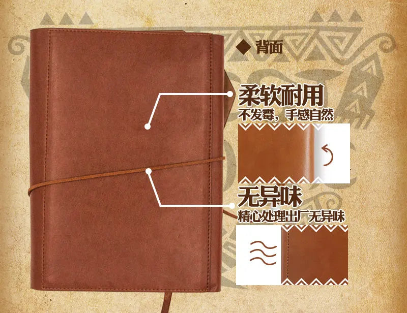 Anime Retro Notebook Monster Hunter Cosplay PU Leather Journal Diary Workbook Hand Book Binders Gift Prop
