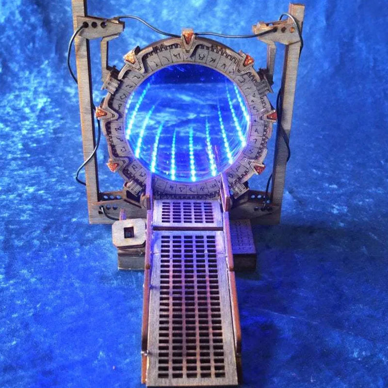 Portal Wooden Diy Bookends Creative Funny Led Light Stargate Bookends Two-Way Galaxy Door Table Ornaments Bookend Back To School