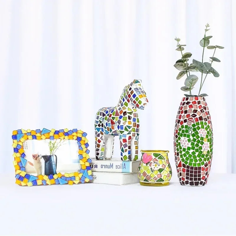 Colorful Bulk Crystal Mosaic Pieces Art Diy Glass Mosaic Tile Craft DIY Ceramic Mosaic Glass Tiles  Art Hobbies Craft Material