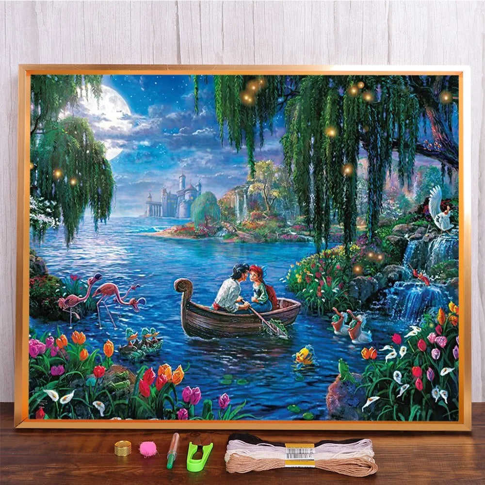 MINISO Disney Classic princess scene Diamond Painting Mosaic Embroidery Cross Stitch Kit Home Decor 5D DIY  Art Collection Craft