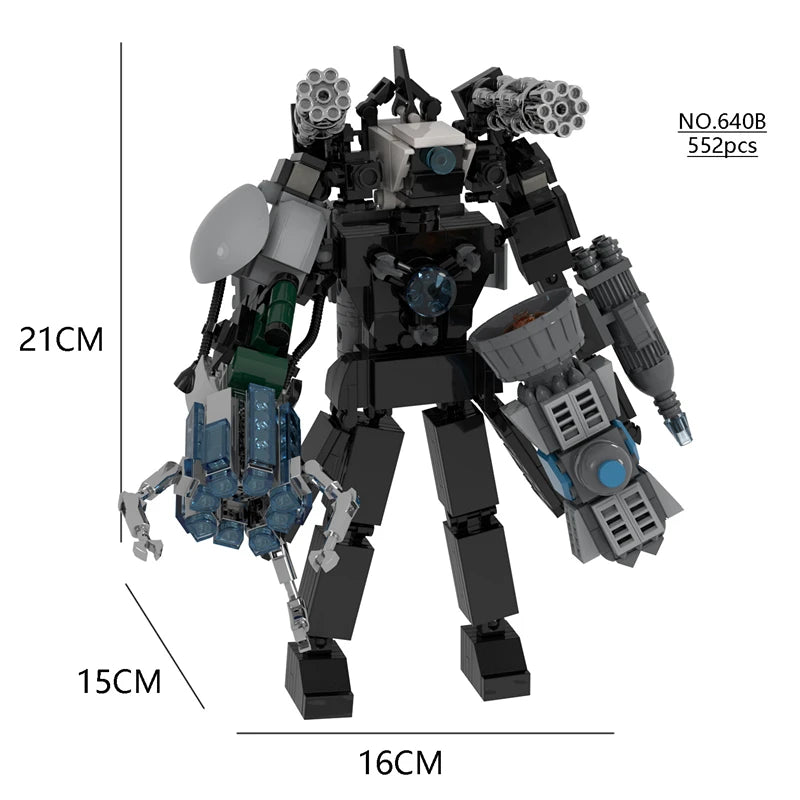 Updated Warhammer Monitor Skibidi Toilet MOC Building Blocks Set Electromagnetic Titan Monitoring King Bricks Toys For Boys Gift