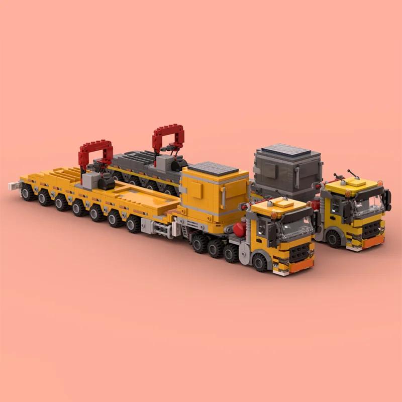 Moc creative engineering vehicle ballast flatbed trailer technology children's toys birthday building blocks holiday gift