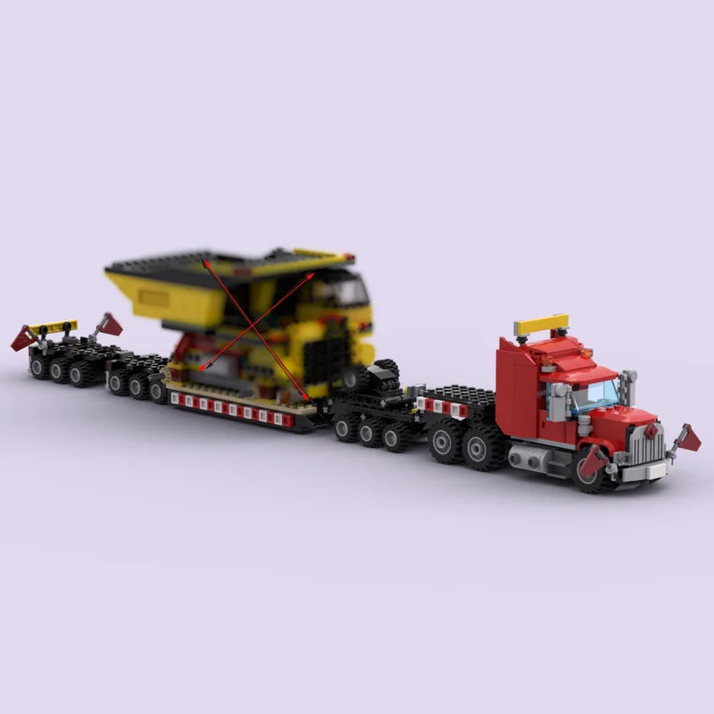 Moc creative engineering vehicle ballast flatbed trailer technology children's toys birthday building blocks holiday gift