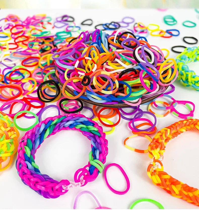 600pcs Loom Rubber Band Bracelet Making Kit with Tools Crochet Hooks for Jewelry Making Kids Bracelet Weaving DIY Crafting Tools