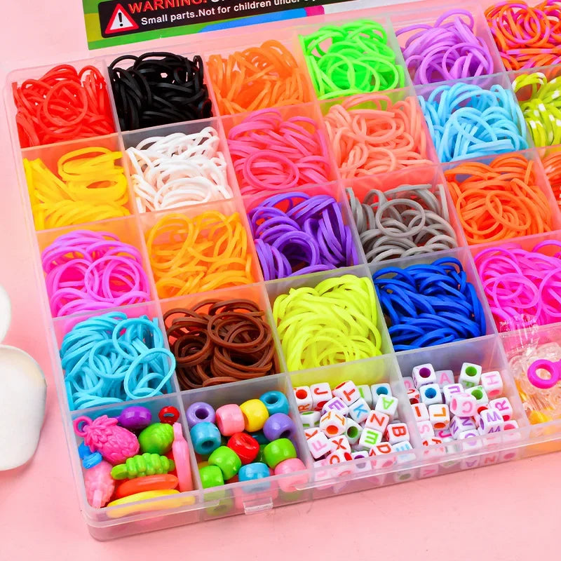 Creative Colorful Loom Bands Set Rainbow Bracelet Making Kit DIY Rubber Band Woven Bracelets Craft Toys For Girls Birthday Gifts