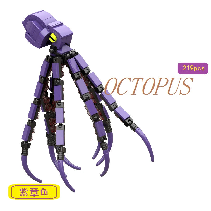 Creative MOC biomimetic animal deep-sea giant octopus model for boys to decompress and assemble building blocks toy