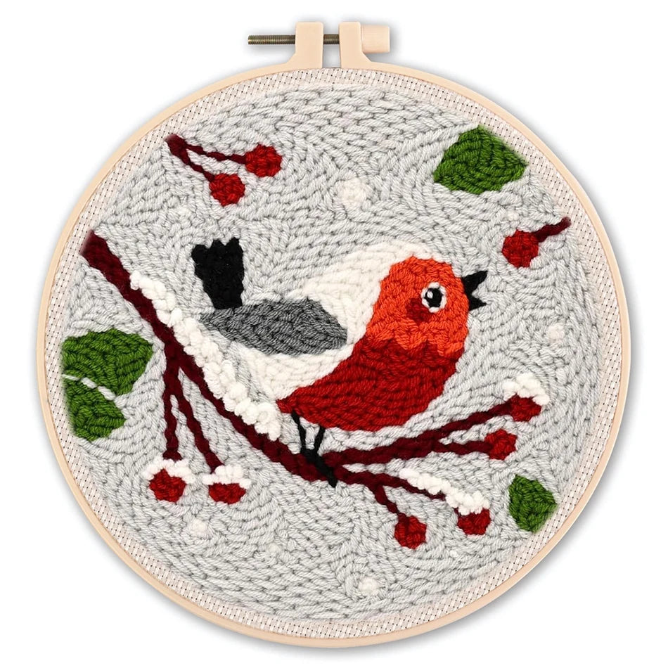 Diy Punch Needle Embroidery Starter Kits Animal Pattern Sewing Kit Funny Easy Yarn Painting Arts DIY Needlework Set For Beginner