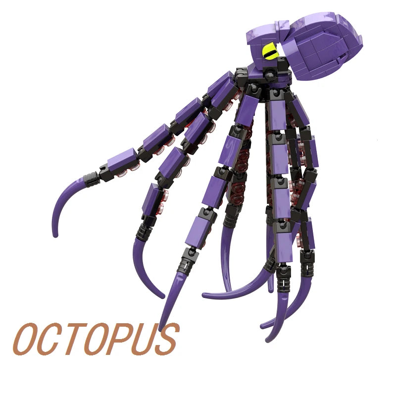 Creative MOC biomimetic animal deep-sea giant octopus model for boys to decompress and assemble building blocks toy