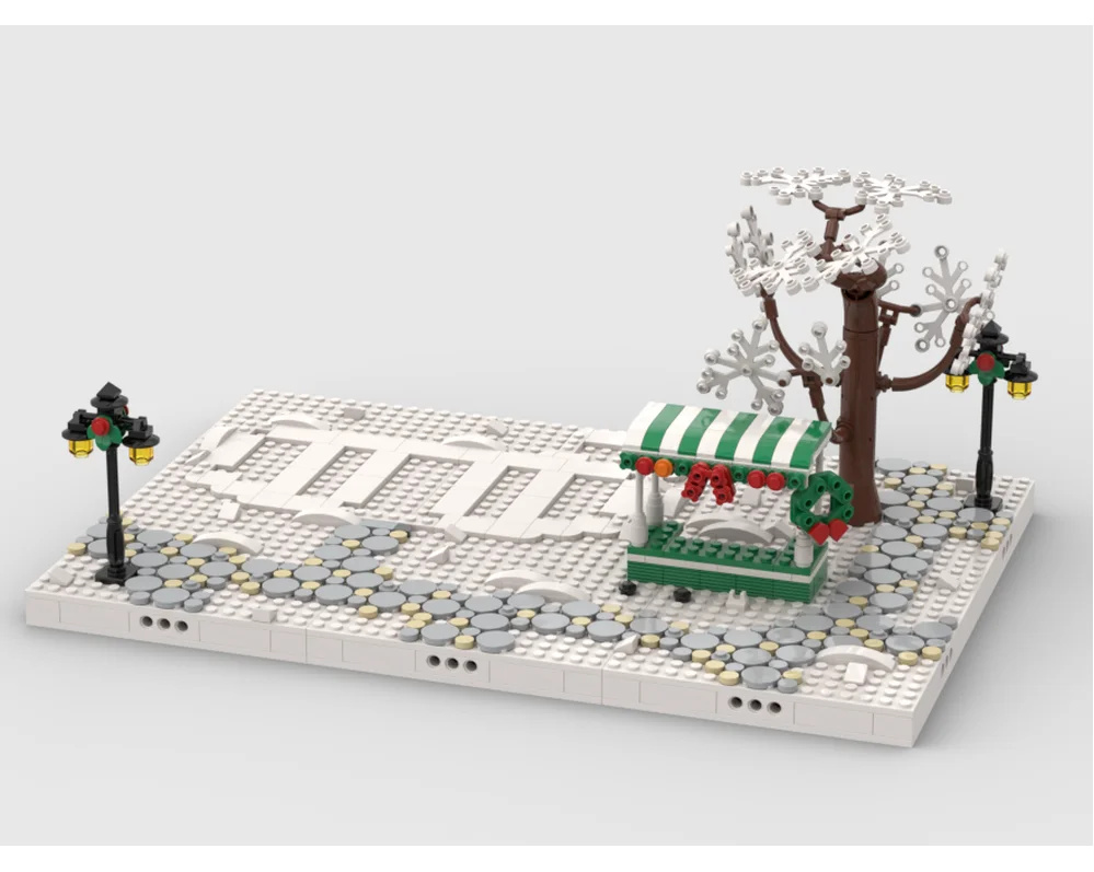 Moc Winter Village Display Base for Sets 10325 10308 10339 10293 10275 10267 Building Blocks Creative Bricks Toy Christmas Gift