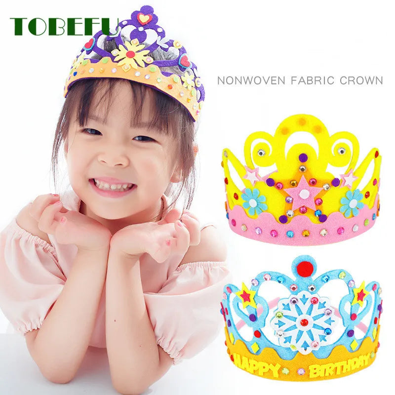 DIY Crafts Toy Crown Creative Paper Sequins Flowers Stars Patterns Toys for Kids Children Kindergarten Art Party Decorations