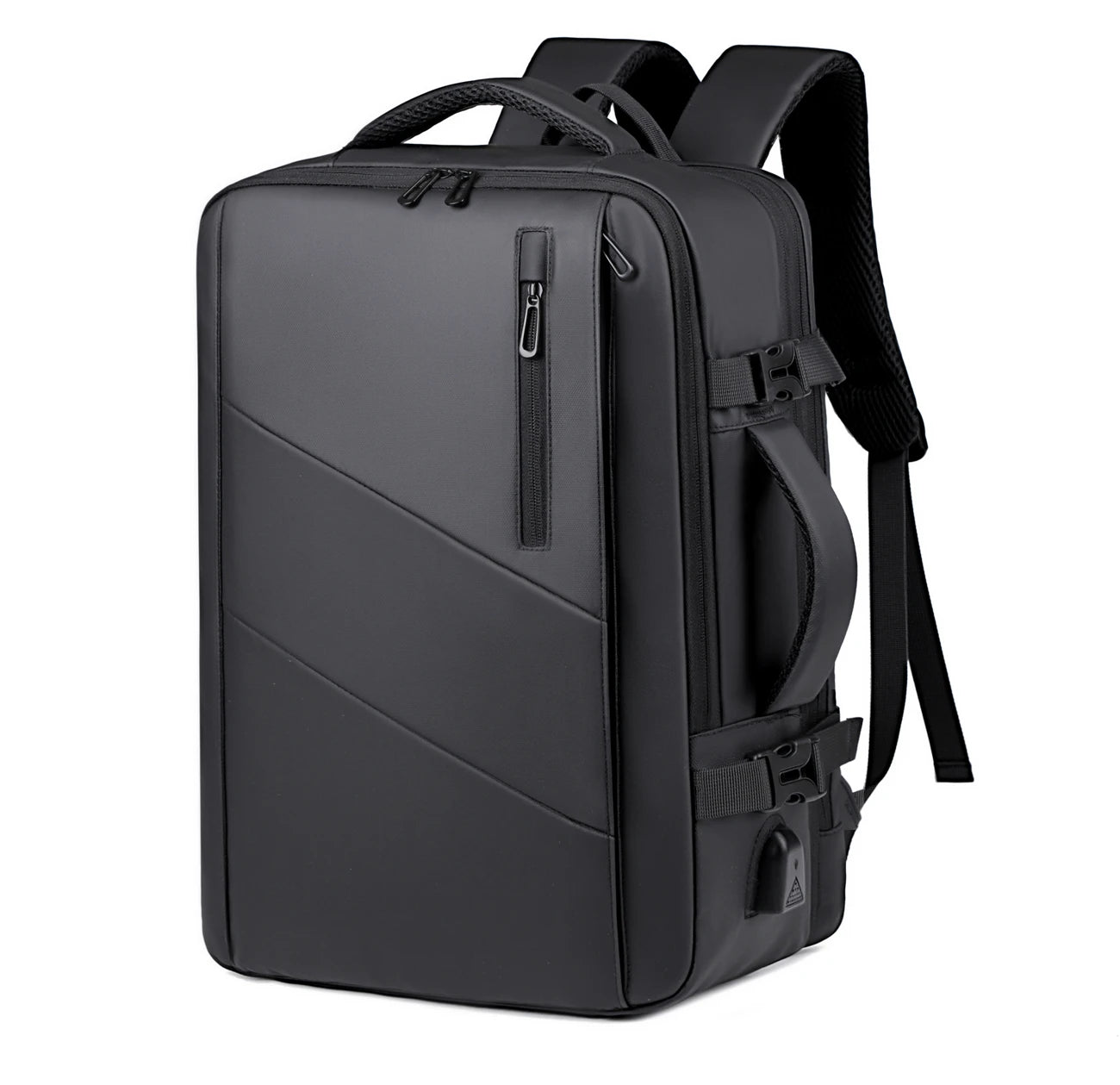 Quilted Expandable Laptop Backpack USB Port Lightweight Oxford Multi-Compartment Luggage Sleeve Work Bag for Travel Commute