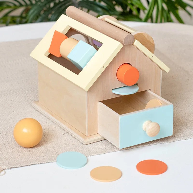 Montessori Child Wooden Shape House Toys Exercise Hand-eye Coordination Color Shape Cognition Early Education Toys Baby Gift