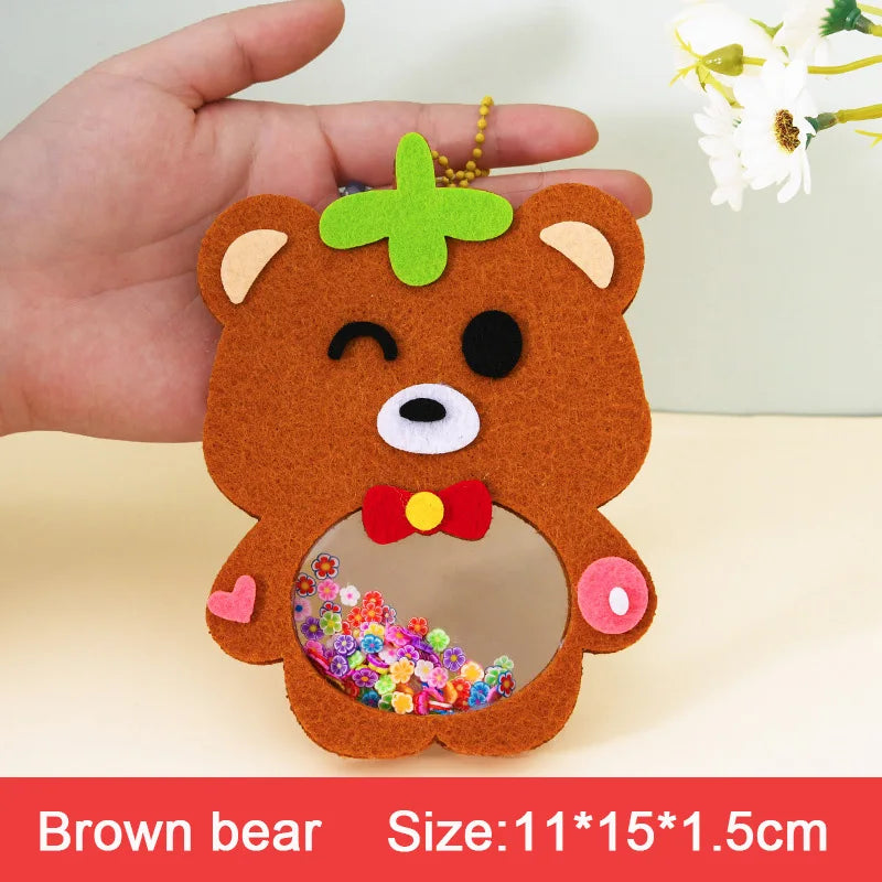 Cartoon Non Woven Shake Pendant DIY Material Kits For Children Kids Easy To Paste Accessories Handmade Crafts Shaker Puzzle Toys