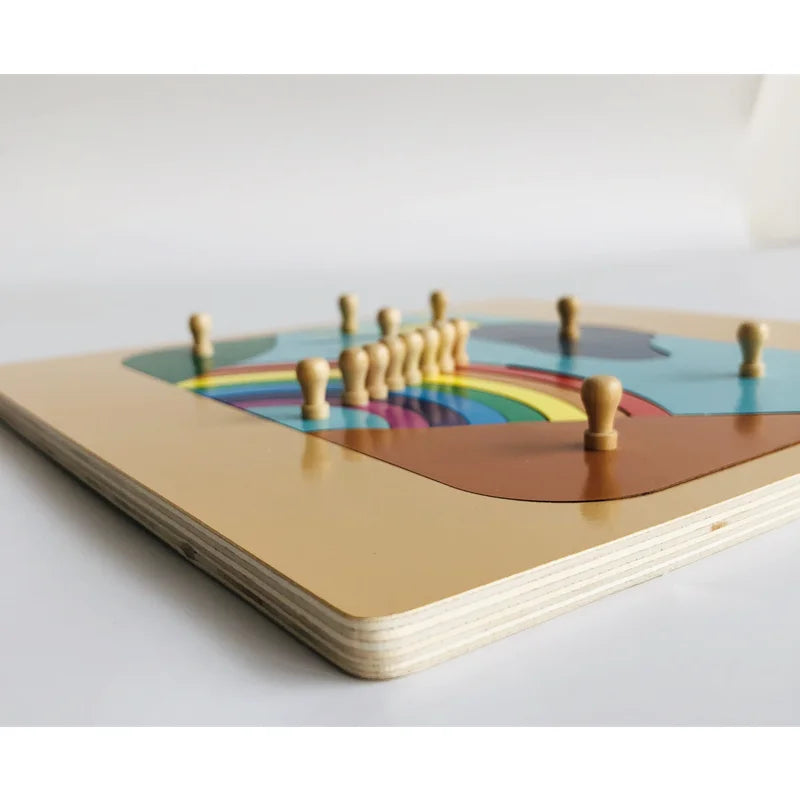 Montessori Educational Toys Wood Rainbow Puzzle for Kids Weather Learning Resource Knobbled Jigsaw Logical Thinking Game