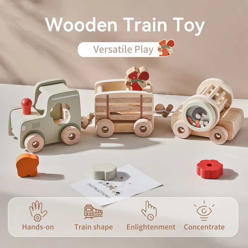Baby Montessori Toys Wooden Animal Farm Train Children's Refined Sports Games Shape-matching Toys Early Education Toys For Kids