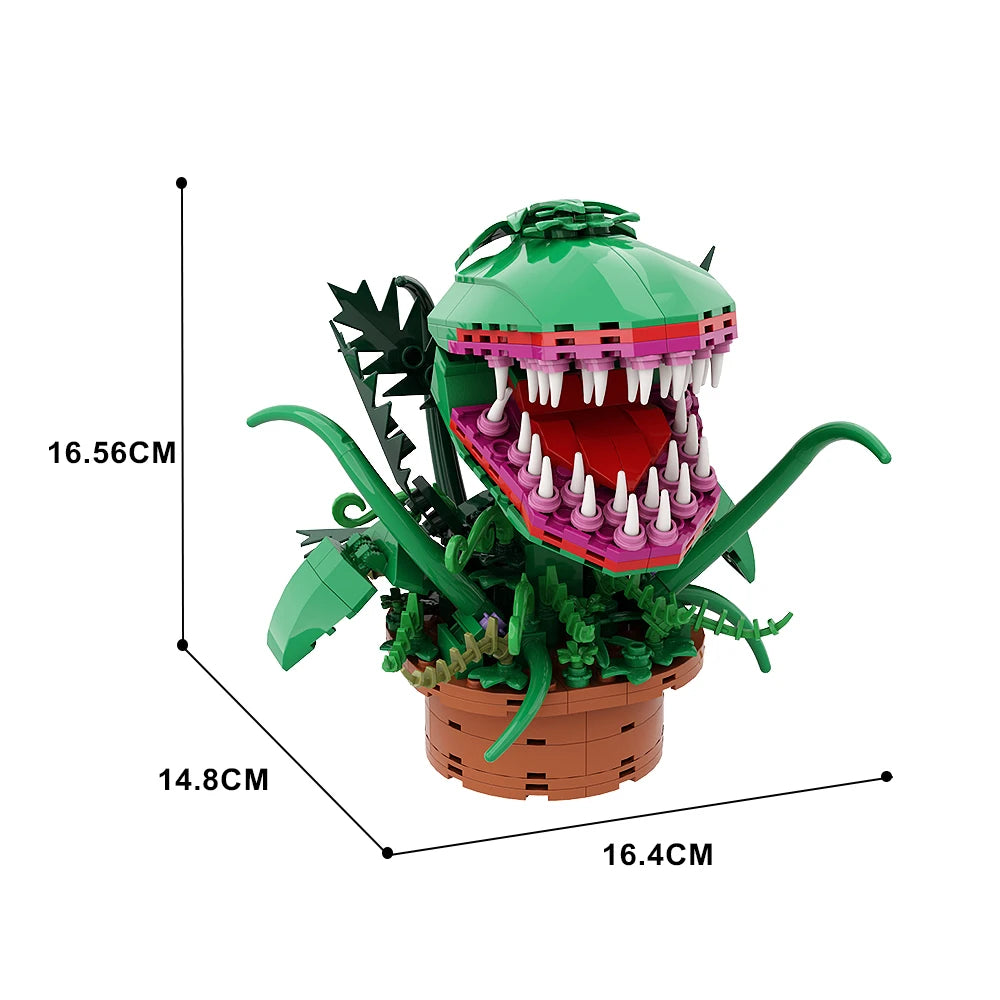 MOC Audrey II Piranha Plant Building Block Chomper Potted Plants Horrors Flower Model Bricks Assemble Toys Children Collect Gift