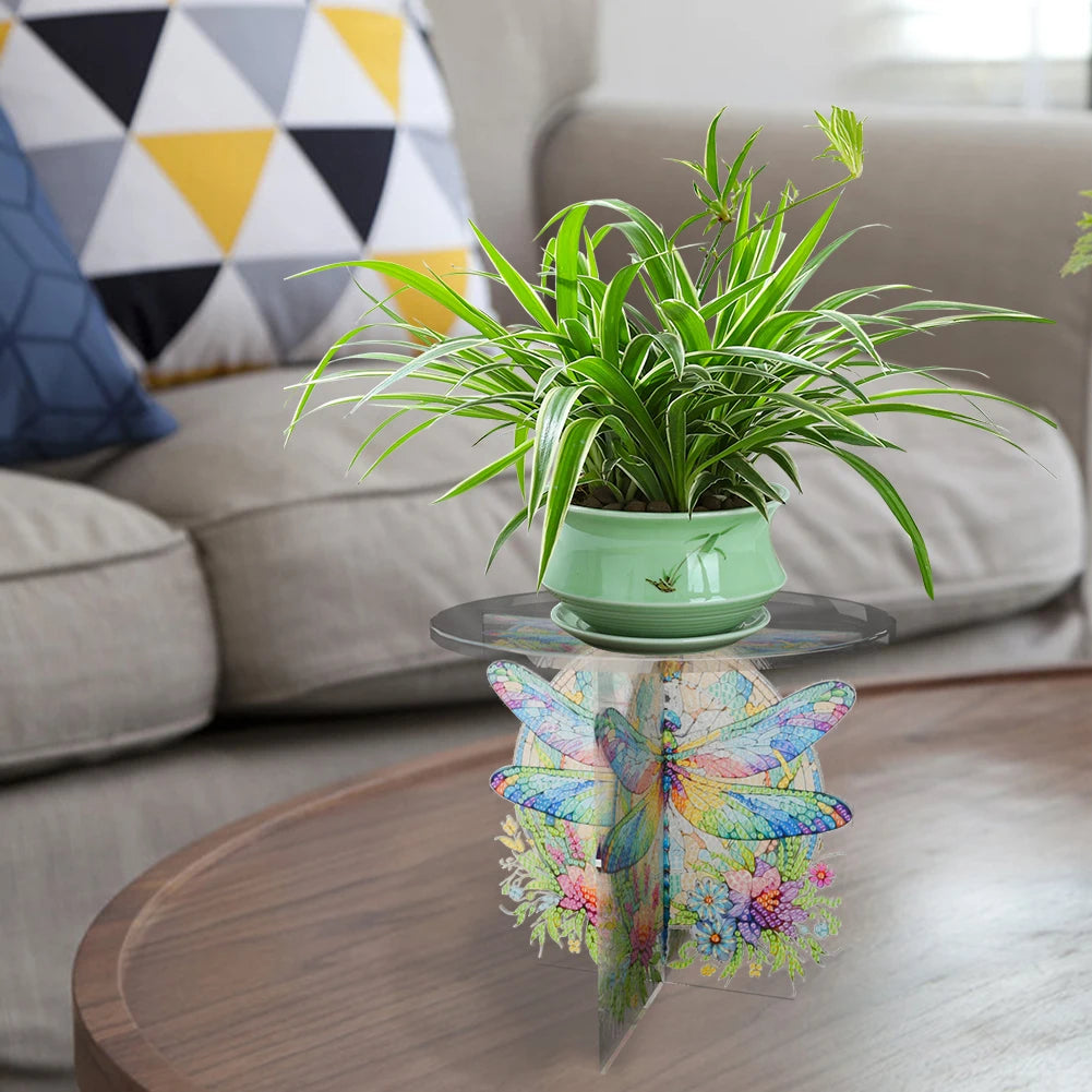 Acrylic Butterfly Potted Plant Holder Rack Rhinestones Plant Display Shelf Diamond Painting Plant Corner Stand for DIY Art Craft