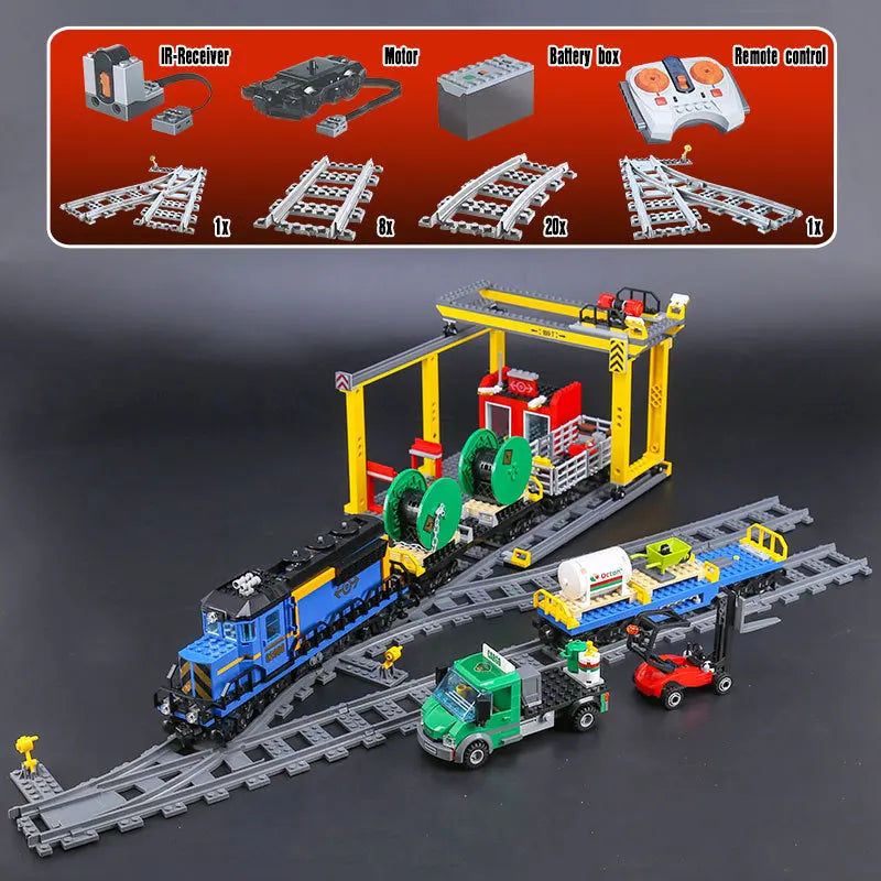 Compatible with 60052 Cargo Train Building Block Train 1033 pcs Brick Toy Remote Control MOC Display Model Christmas gift 02008