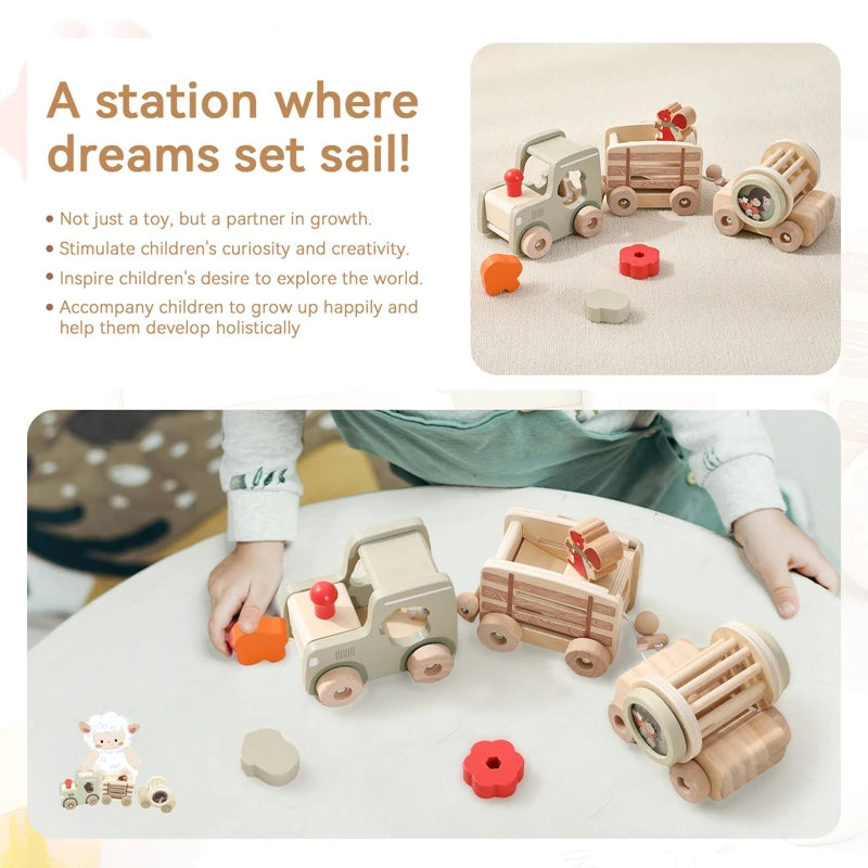 Baby Montessori Toys Wooden Animal Farm Train Children's Refined Sports Games Shape-matching Toys Early Education Toys For Kids