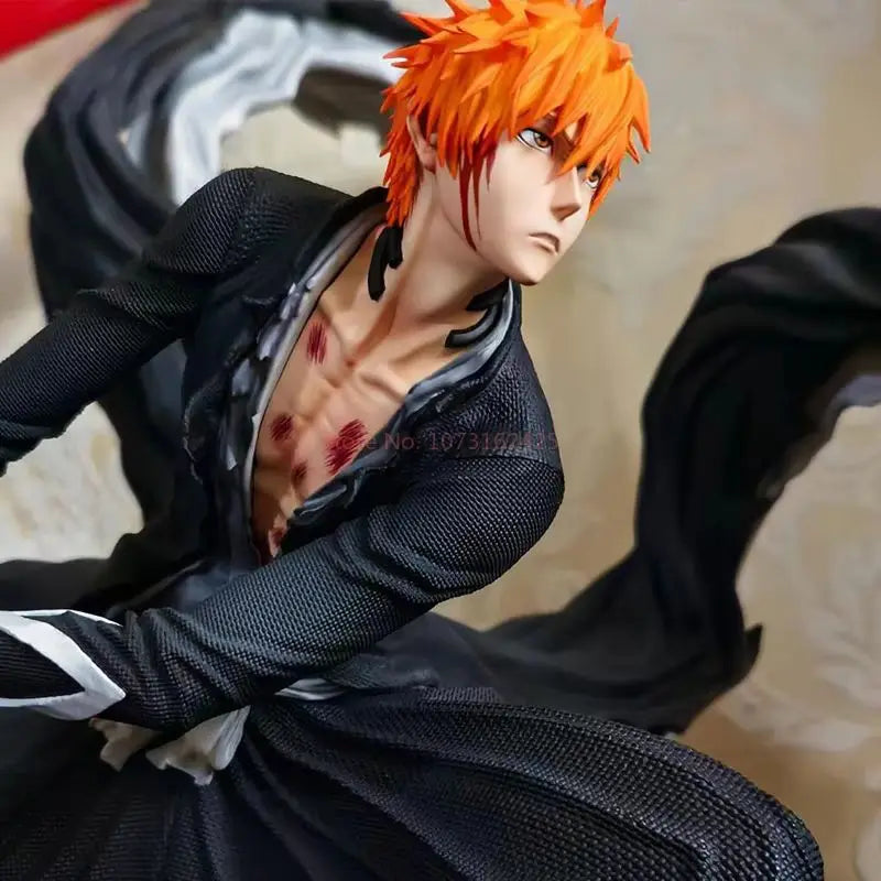 Anime Bleach Ichigo Kurosaki Figure Getsuga Tensho Ichigo Special Effects Figurine With LED Gk Statue Model Collection Toys Gift