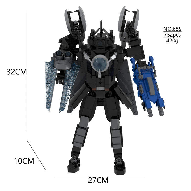 Creative Titan Series Skibidi Toilet Building Blocks Set Clock TV Man Model DIY Bricks Toys For Children Christmas Kids Gifts