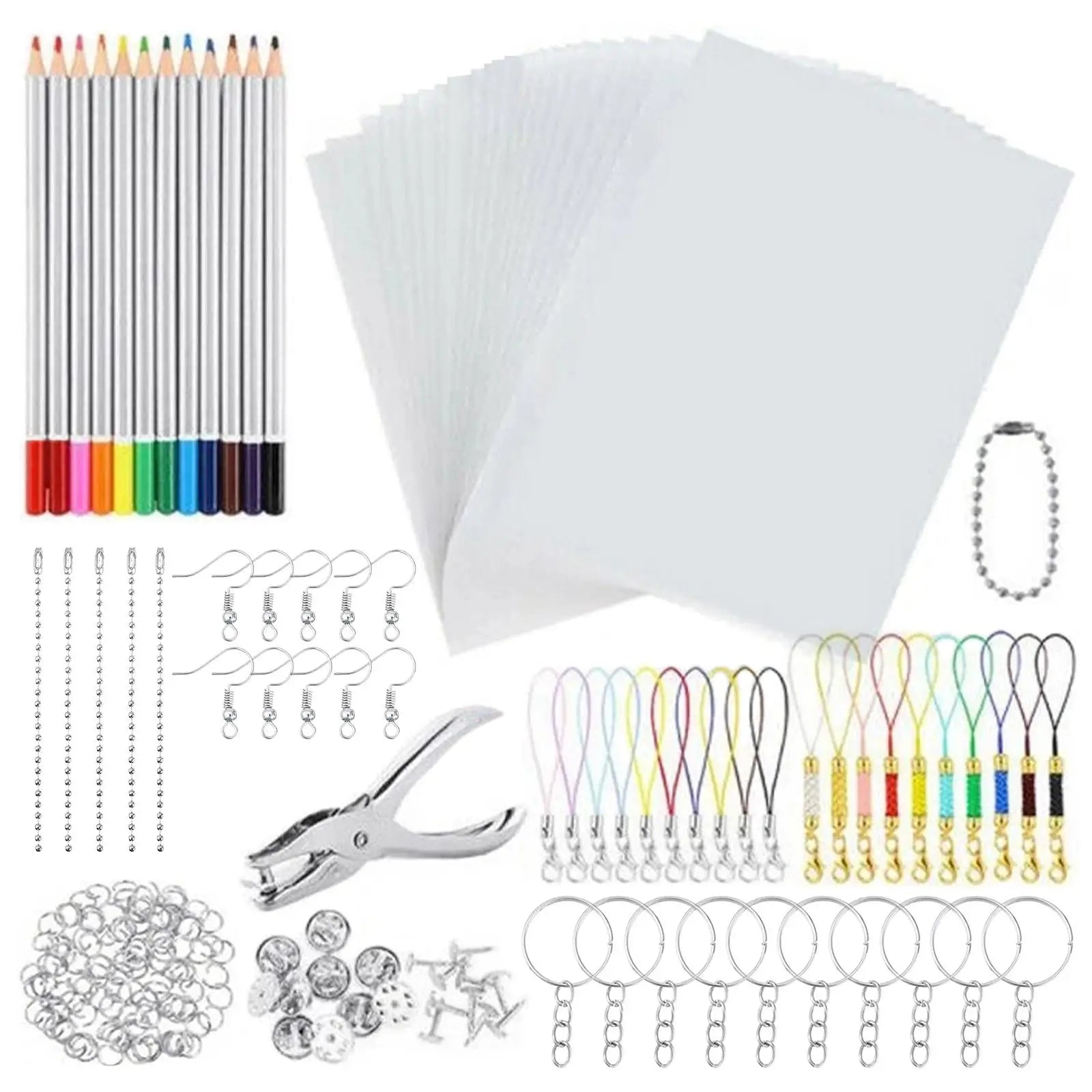 Heat Shrink Plastic Sheets Set Shrinky Art Film Paper Heat for DIY Keychain Ornaments Creative Craft Embellishment Scrapbooking