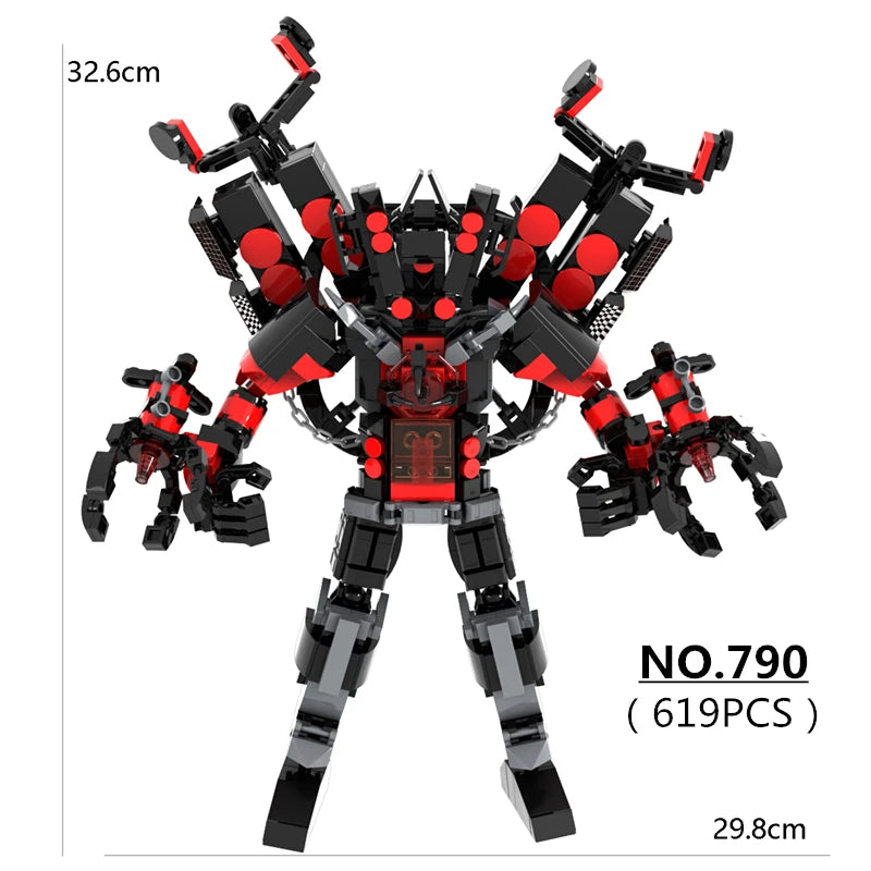 619pcs/set Skibidi Toilet Man Building Blocks Upgraded Version Of Titan Speaker King DIY Bricks Toys For Kids Christmas Gifts