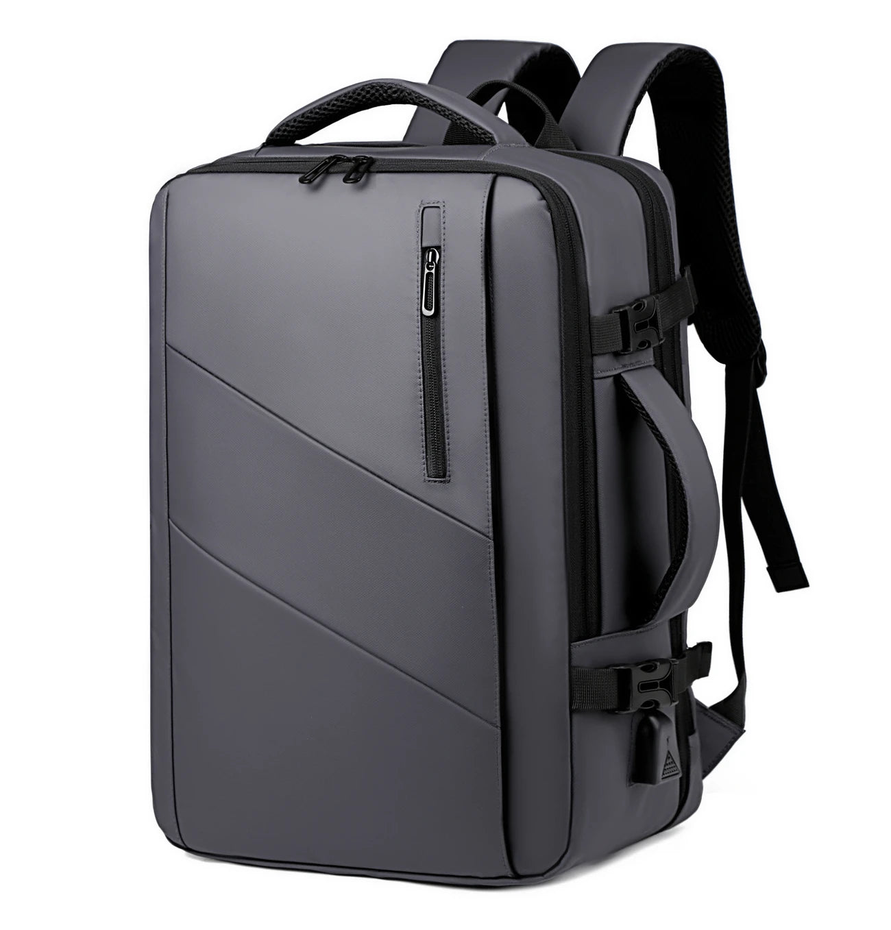 Quilted Expandable Laptop Backpack USB Port Lightweight Oxford Multi-Compartment Luggage Sleeve Work Bag for Travel Commute