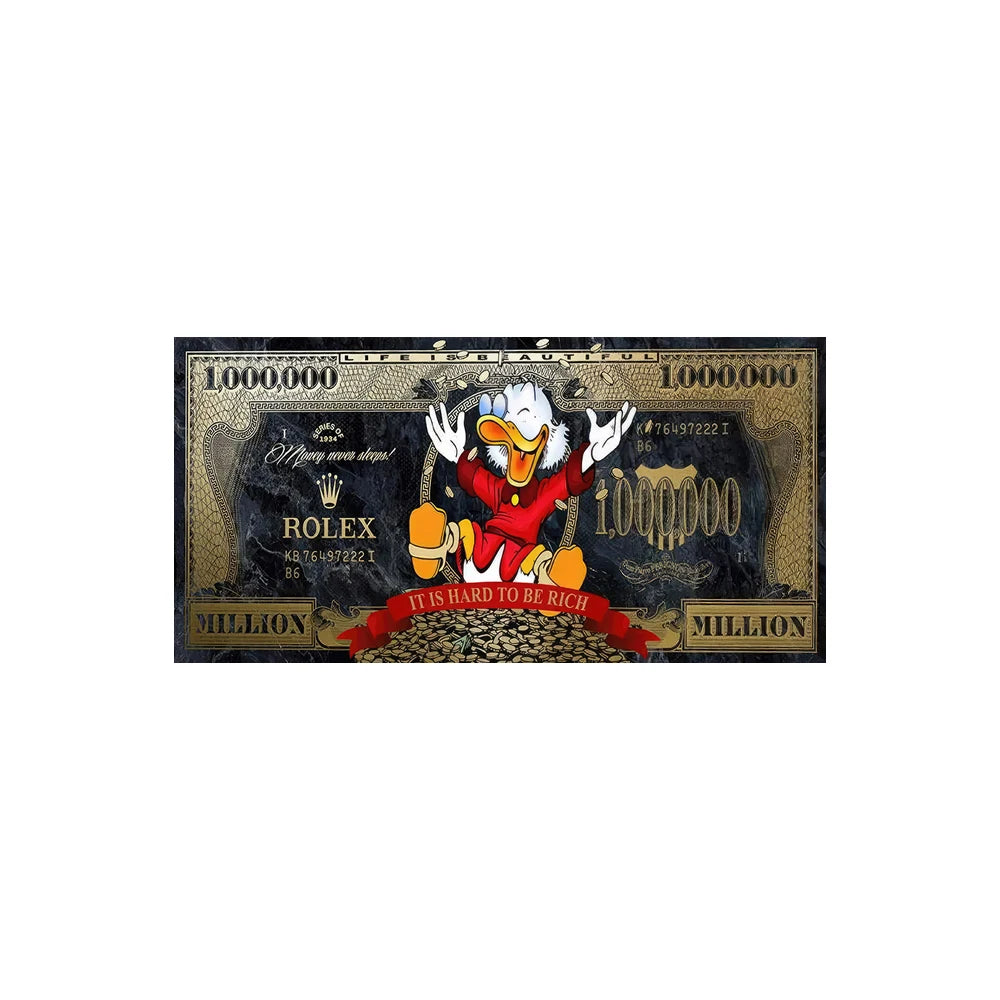 Gold Scrooge One Million Dollar Canvas Art Posters and Prints Donald Duck Fashion Luxury Painting on the Wall Art Picture Cuadro