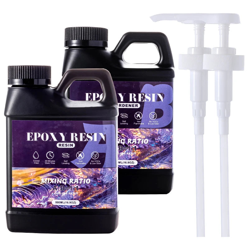 1000ml 1:1 Crystal Clear Epoxy Resin Kit Fast Drying Art Resin Glue for Coating and Casting Craft DIY for Jewelry Making