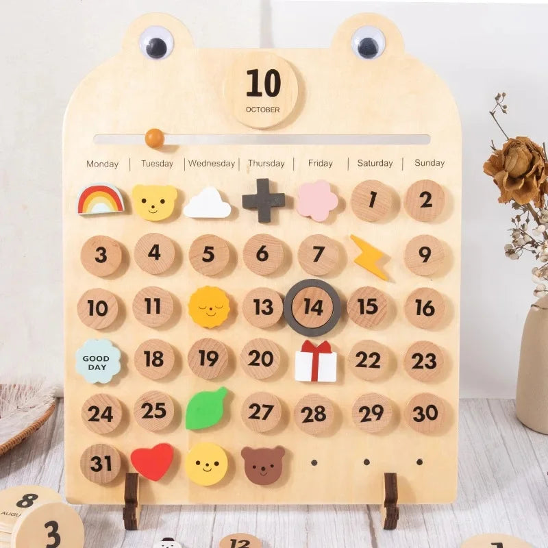Wooden Montessori Concept Educational Toys Children's Room Decorations Cognitive Display Early Education Fun Calendar Pendants