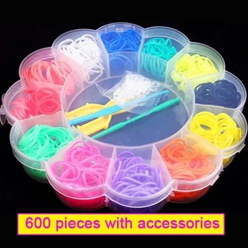 Creative Colorful Loom Bands Set Rainbow Bracelet Making Kit DIY Rubber Band Woven Bracelets Craft Toys For Girls Birthday Gifts