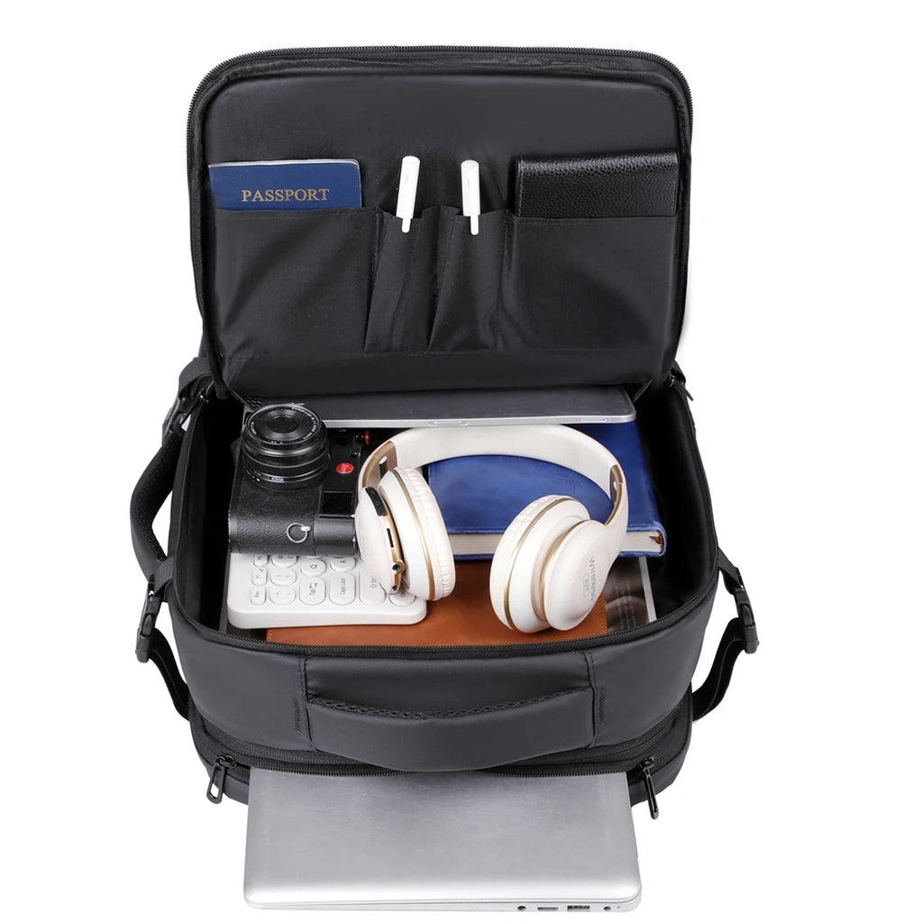Quilted Expandable Laptop Backpack USB Port Lightweight Oxford Multi-Compartment Luggage Sleeve Work Bag for Travel Commute