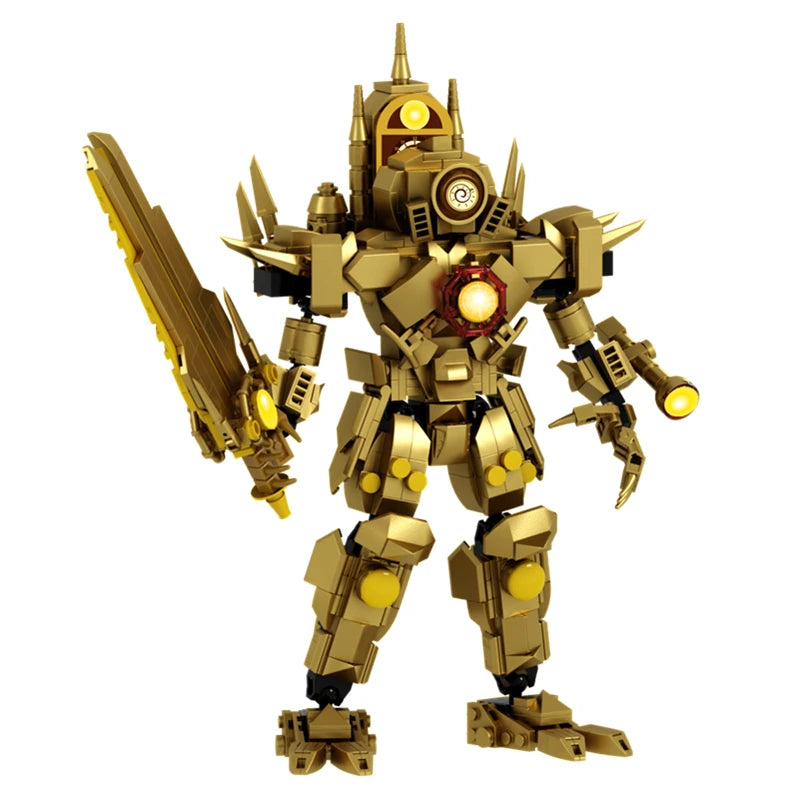 610pcs/set Skibidi Toilet Series MOC Building Blocks 4.0 Updated Golden Titan Clock Man DIY Bricks Toys For Kids Christmas Gifts