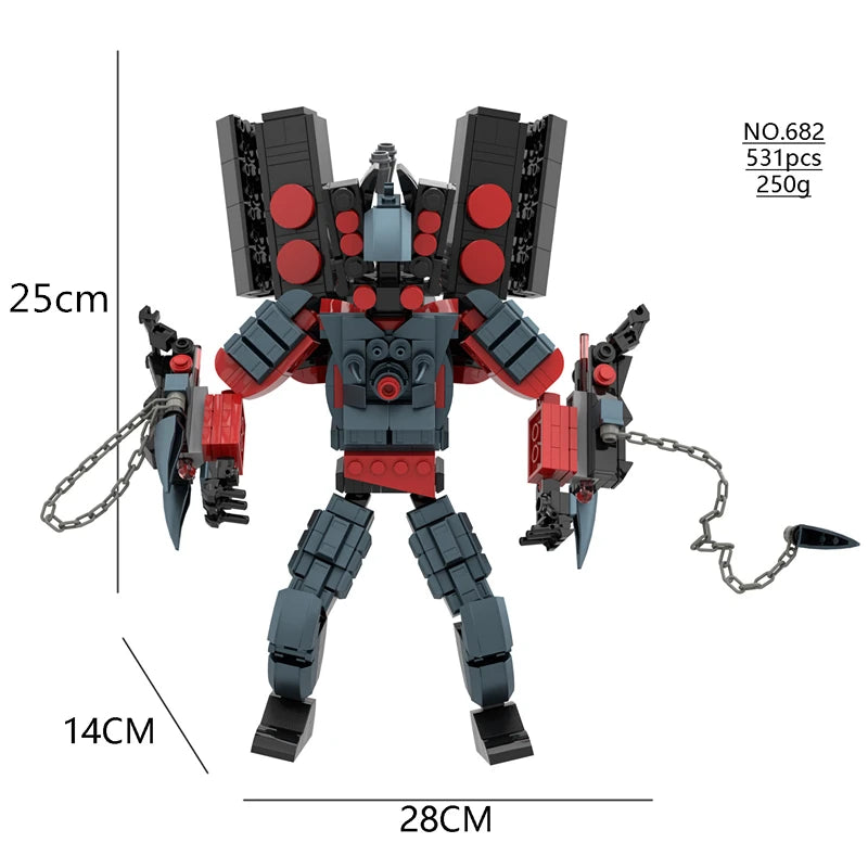 Creative Titan Series Skibidi Toilet Building Blocks Set Clock TV Man Model DIY Bricks Toys For Children Christmas Kids Gifts