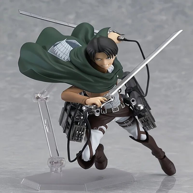 19cm Attack on Titan Comic Action Figures Figma Levi Ackerman Mikasa Ackerman Joint Movable PVC Collectible Model Toys Gifts