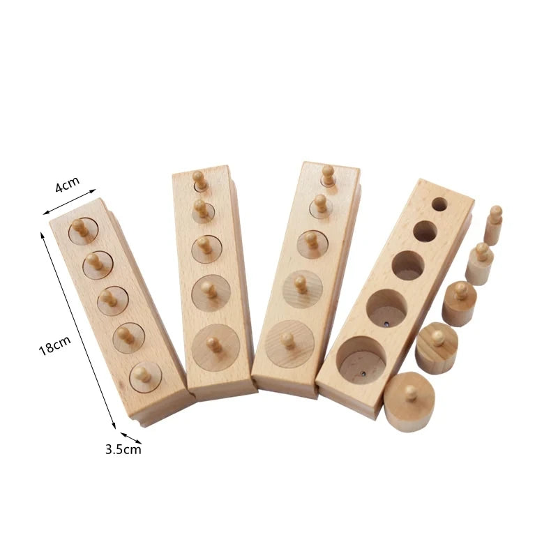 Montessori Sensory Toys Mini Wood Cylinder Sockets Set Early Childhood Educational Toy Children's Game for Hand-Eye Coordination