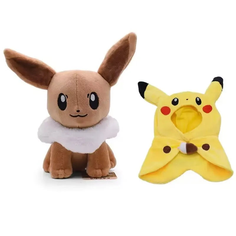 Kawaii Pikachu Cosplay Eevee Plush Toy Pokemon Stuffed Dolls Eevee Dressing Cloak Cos Pikachu Plushies Toy Hobbies Kid Xmas Gift
