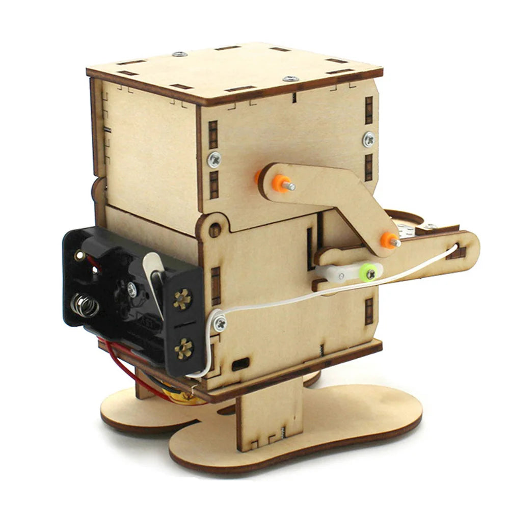 DIY Robot Eating Coin Wood Model Teaching Learning Stem Project Science Experiment Education Toy Assemble Kit for Students Kids