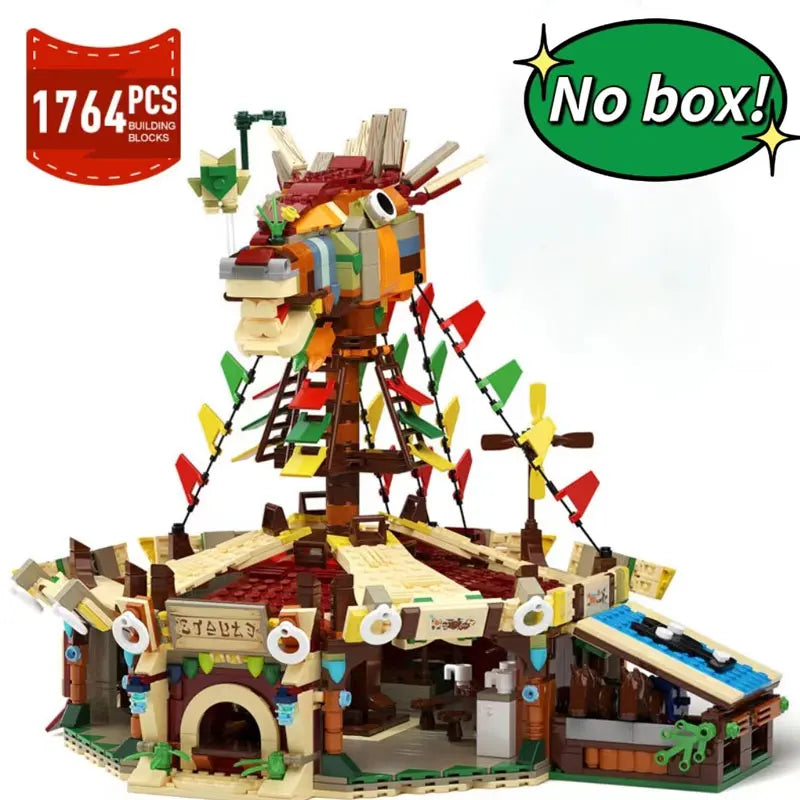 MOC Zeldaed Horse Stable Station Model Building Blocks Set Game Architecture Printed Assemble Bricks Toys Birthday Xmas Gifts
