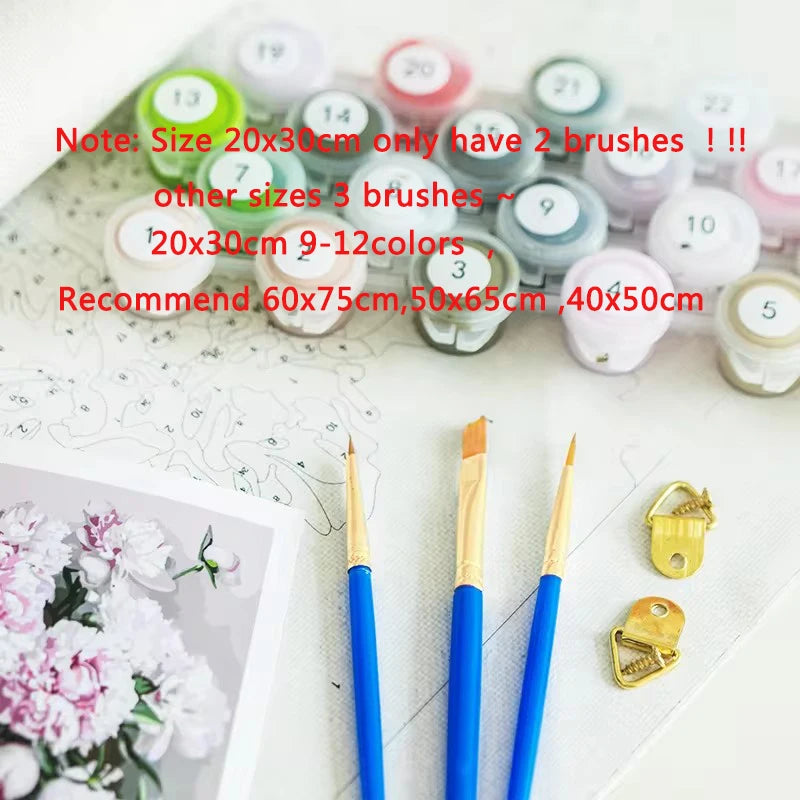 GATYZTORY Diy Paint By Numbers For Adults Kits Acrylic Paint Night Landscape On Canvas Numbers Painting For Home Decors