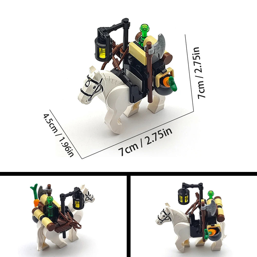 Creative Moc Medieval Military Carriage Model Western Carriage Transport Horse Building Blocks DIY Assembly Toy Birthday Gift
