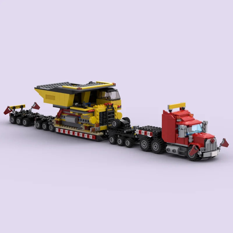 Moc creative engineering vehicle ballast flatbed trailer technology children's toys birthday building blocks holiday gift