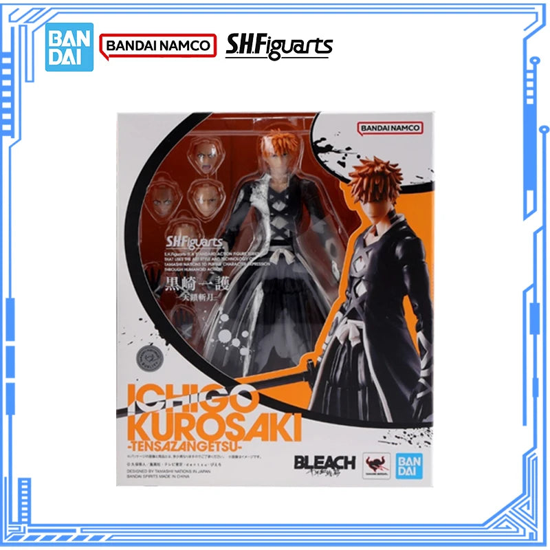 Bandai Genuine Bleach Model Kit Anime Figures SHF Kurosaki Ichigo Tensa Zangetsu Anime Action Figure Collection Model Toys Gifts
